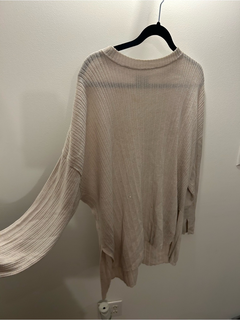 H&M Cream Ribbed Boatneck Sweater
